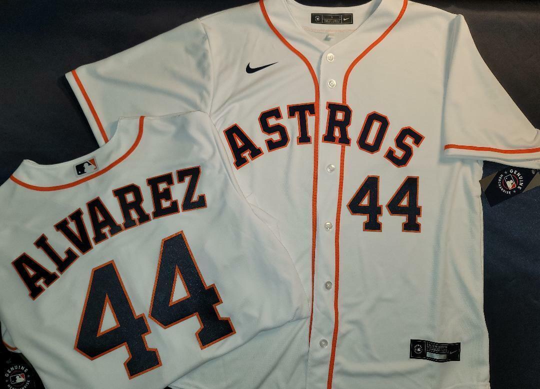 Youth Houston Astros Yordan Alvarez White 2022 World Series Champions Jersey photo review