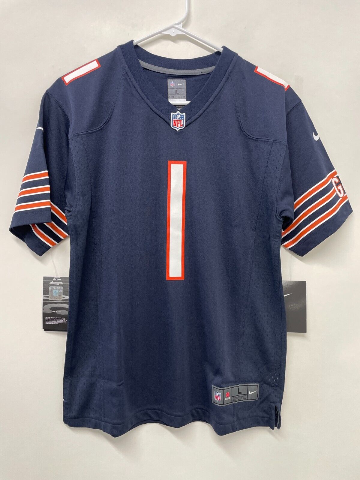 Chicago Bears Justin Fields Navy Jersey Game - Youth photo review