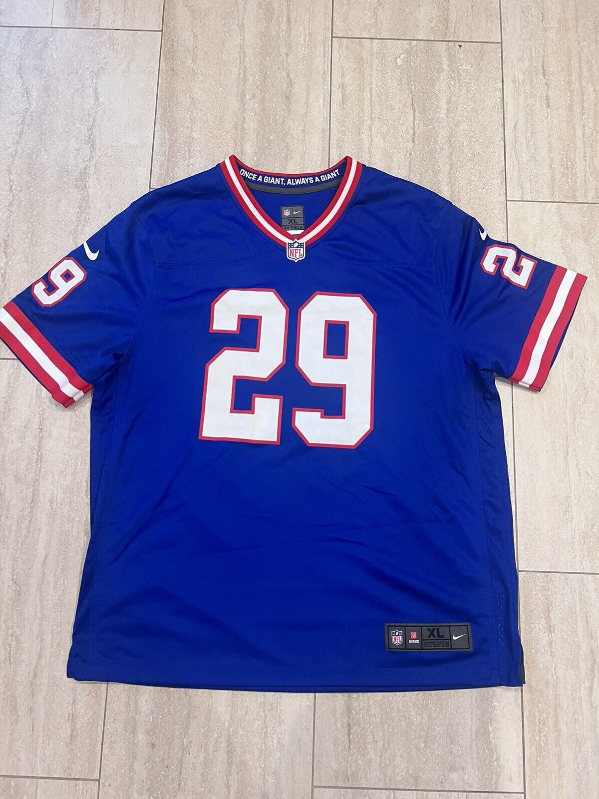 New York Giants Xavier McKinney Royal Jersey Classic Game - Youth photo review