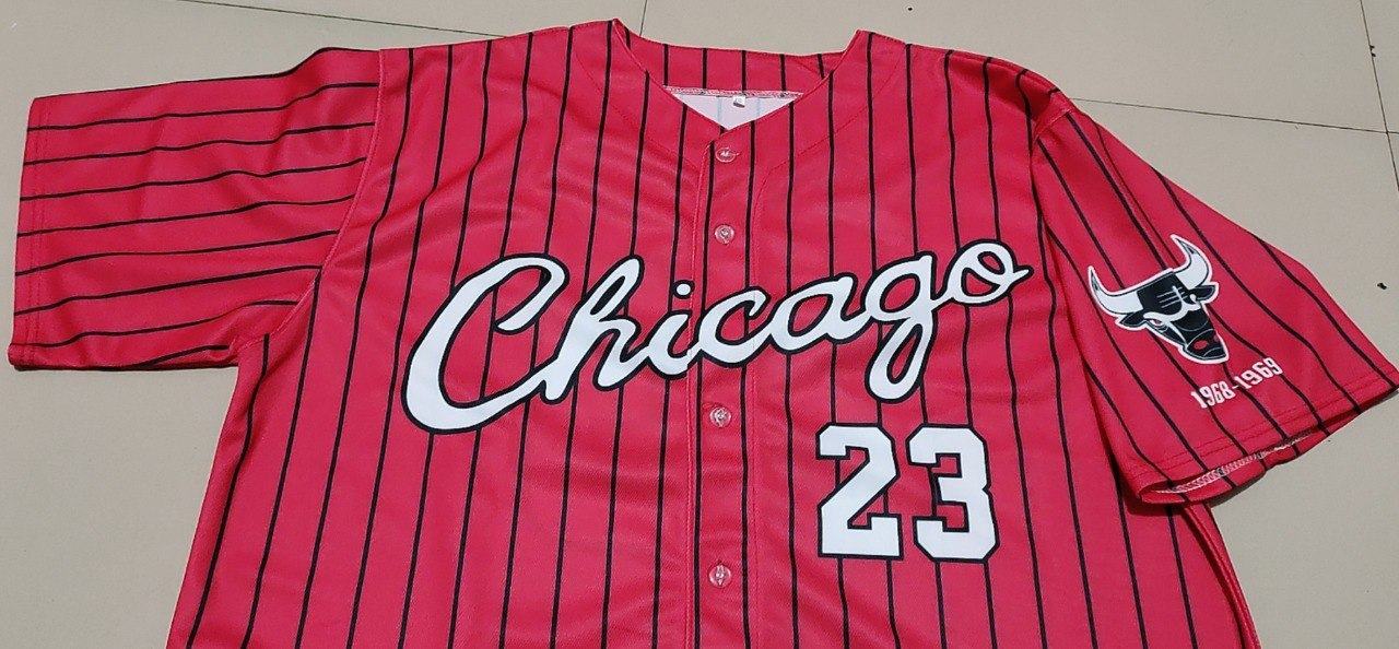 Michael Jordan #23 Chicago Bulls Neon World Baseball Jersey Red photo review