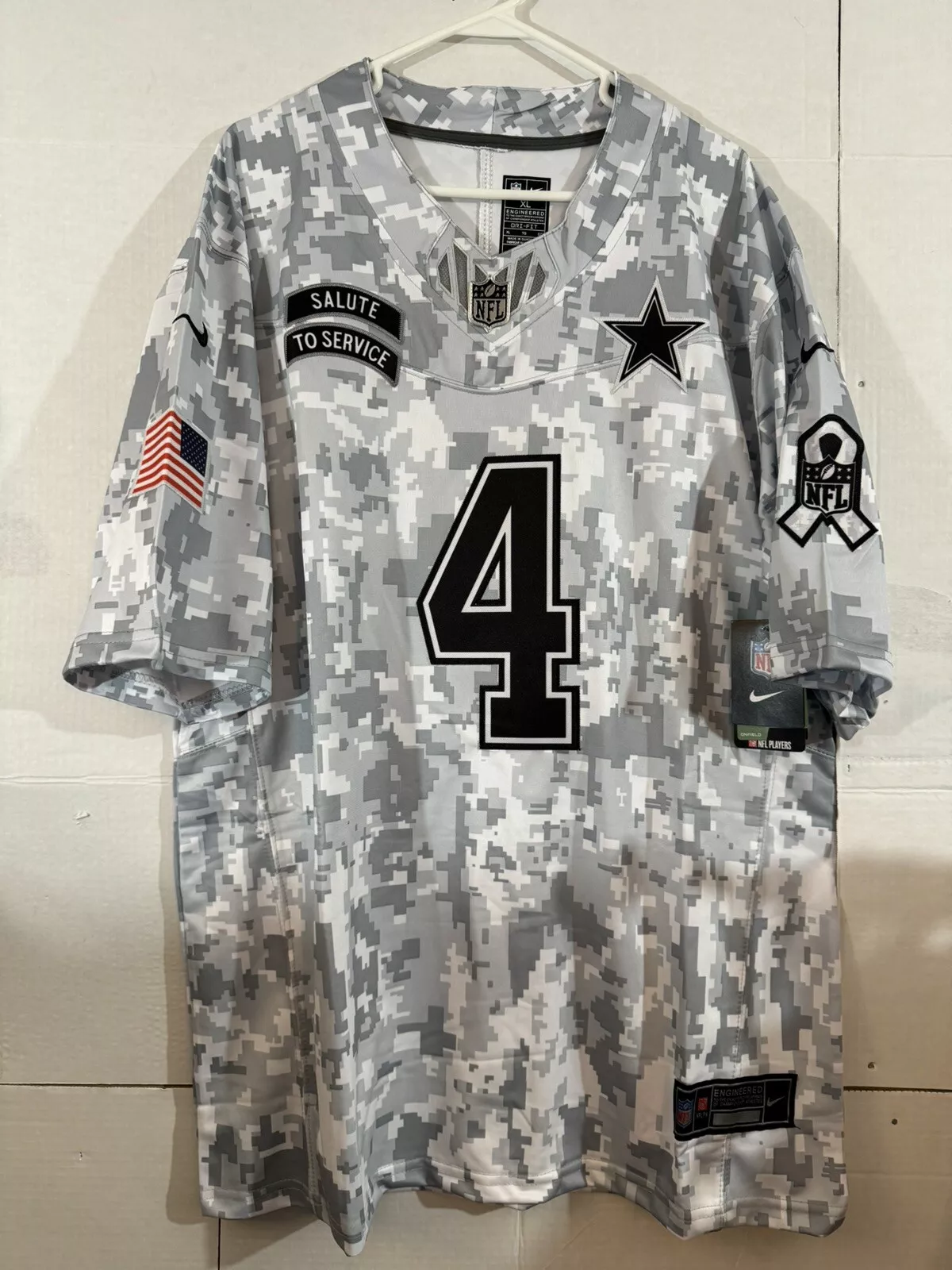 Men's Dak Prescott Dallas Cowboys 2024 Salute to Service Vapor Limited Arctic Camo Jersey - All stitched photo review