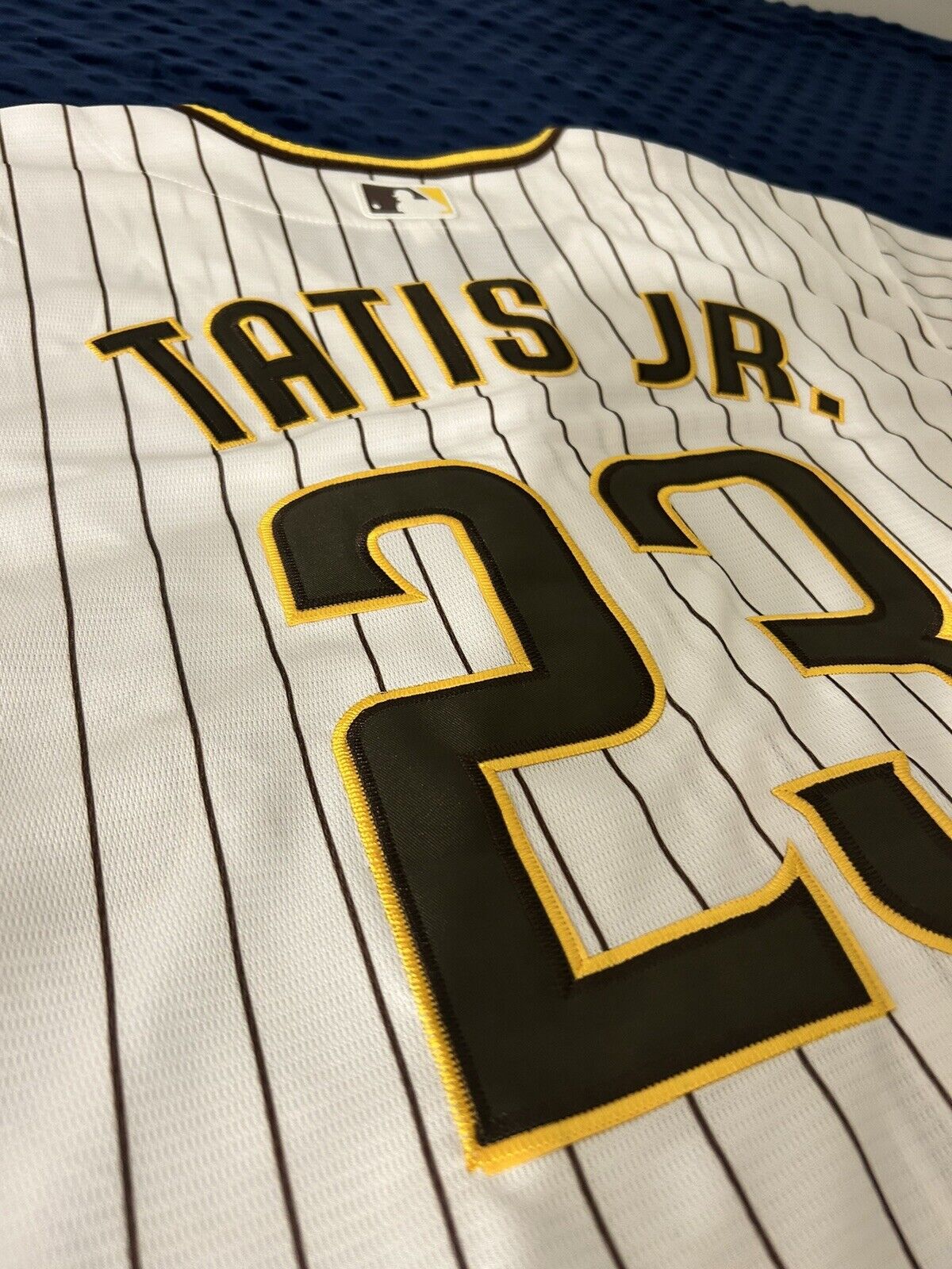 Men's Fernando Tatis Jr. San Diego Padres Tony Gwynn & Petco Park 20th Patch Vapor Premier Limited Pinstripe Jersey V3 Ã± All Stitched photo review