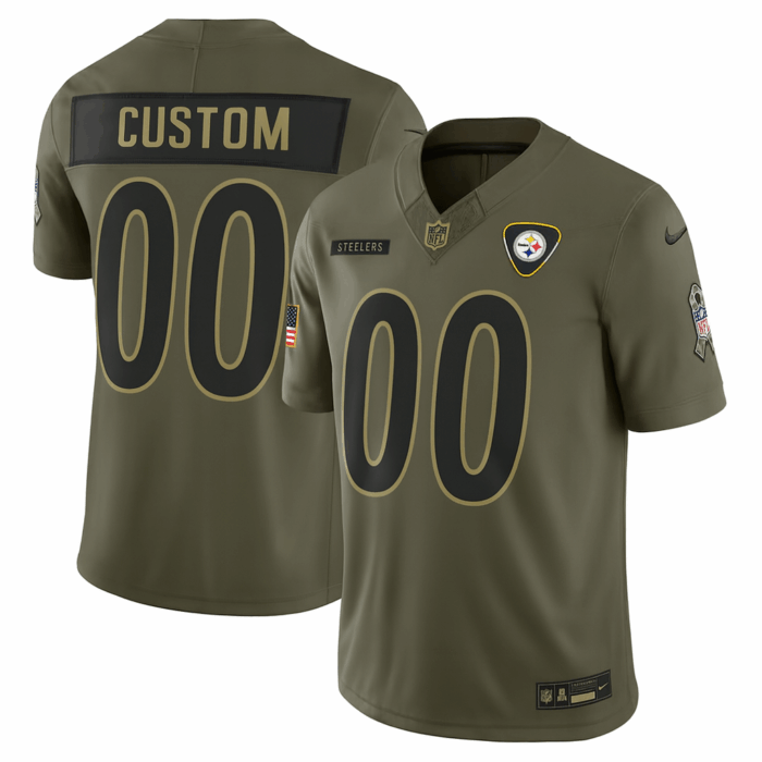 Pittsburgh Steelers salute the service olive #00 custom jersey - Image 1